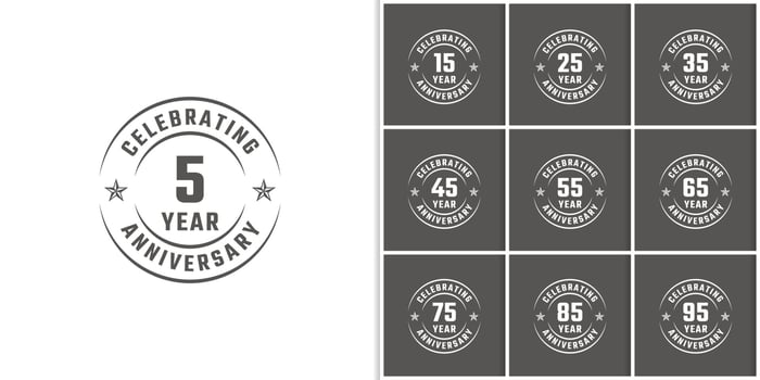 Set of Year Anniversary Celebration Emblem Badge with Gray Color for Celebration Event, Wedding, Greeting card, and Invitation Isolated on White Background vector
