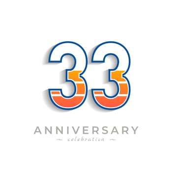 33 Year Anniversary Celebration with Charging Icon Battery for Celebration Event, Wedding, Greeting card, and Invitation Isolated on White Background vector