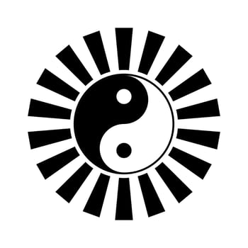 Yin yang with sun ray. Yin and yang icon in trendy flat style isolated on background. Yin and yang icon page symbol for your web site design Yin and yang icon logo, vector