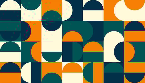 Abstract Geometric Pattern Artwork. Retro colors and color background. Grid with color geometric shapes. Modern abstract promotional flyer, background, brochure, pattern. vector