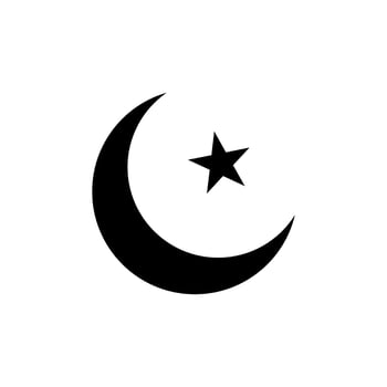 crescent moon and star symbol isolated on white background. Islamic symbol. Islamic icons can be used for the month of Ramadan, Eid and Eid Al-Adha. for logo, website and poster designs. vector