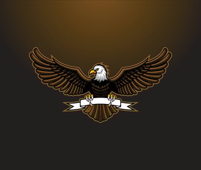 Eagle with ribbon emblem vector