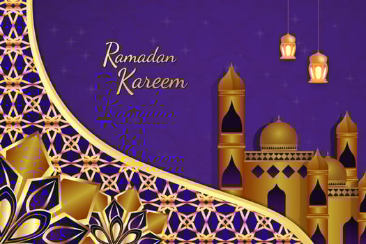 Ramadan Kareem stylish Islamic background with purple color vector