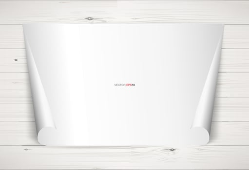 White paper sheet background on wood texture. Vector. vector