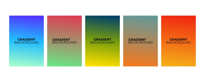 Collection of abstract multi-colored gradient vector cover illustrations. As background for business brochures, cards, packages and posters.