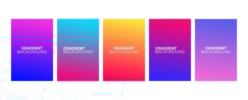 Collection of abstract multi-colored gradient vector cover illustrations. As background for business brochures, cards, packages and posters.