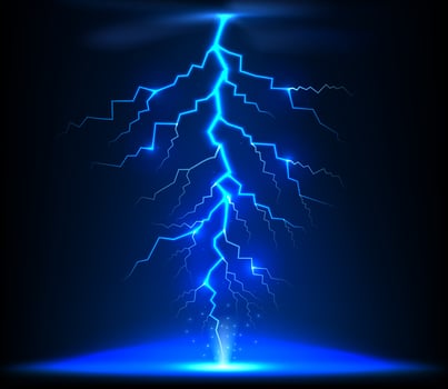 Lightning of blue with a black background.Vector vector