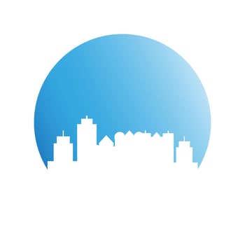 skyscraper on blue circle illustration vector