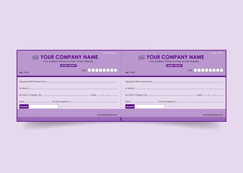 Money receipt template invoice cheque design with security line background vector