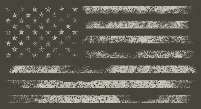 Distressed American Flag in Military Style vector