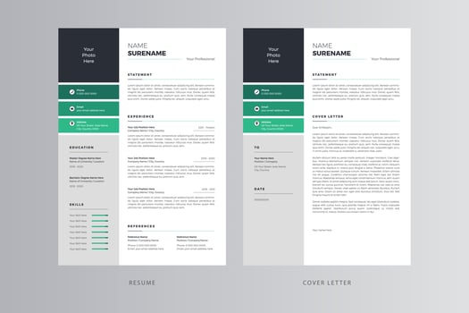 Professional Resume and Cover Letter Template. Pro Vector