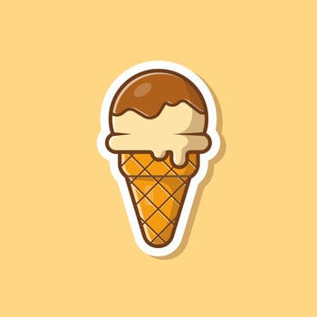 Ice Cream Cone Vector Icon Illustration. Food Object Icon Concept  Isolated Premium Vector. Flat Cartoon Style