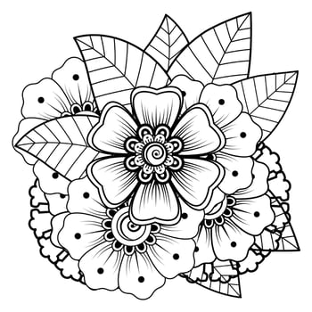 Mehndi flower for henna, mehndi, tattoo, decoration. Decorative ornament in ethnic oriental style, doodle ornament, outline hand draw. Coloring book page. vector