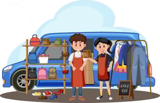 Flea market concept with a car boot sale vector