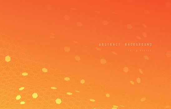 Abstract Lines and Dots connected with hexagon network elements on orange background design. Modern background for big data digital technology connection concept. Vector illustration