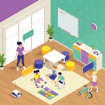 Kindergarten Isometric Concept vector