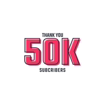 Thank You 50 k Subscribers Celebration Background Design. 50000 Subscribers Congratulation Post Social Media Template. vector