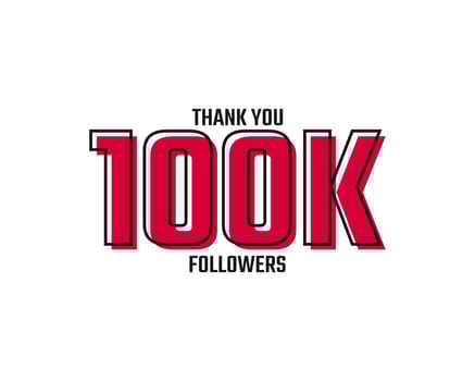 Thank You 100 K Followers Card Celebration Vector Post Social Media Template.