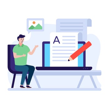 Online content writing, flat illustration of blogging vector