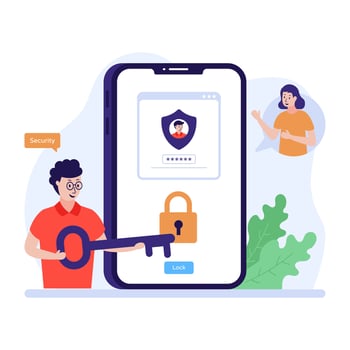 A trendy flat illustration of an account security vector