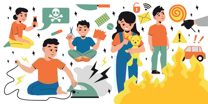 Children Danger Flat Composition vector
