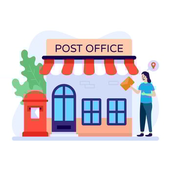 Illustration of a post office, flat vector