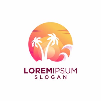 Beach Island Logo Design vector