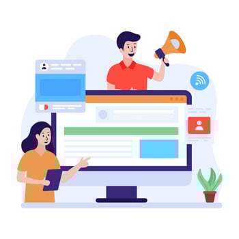 A trendy flat illustration of public marketing vector