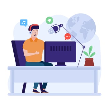 Radio station denoting concept of radio advertising flat vector