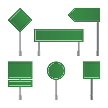 Set of blank road signs template vector
