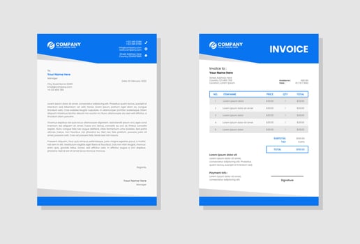 Business stationery letterhead and invoice template vector