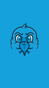 Cute Cartoon Bird Blue Face With Angry Expression. Clip Art Vector. vector