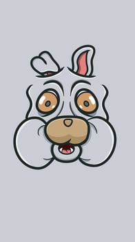 Cute Cartoon Bulldog Face With Confuse Expression. Clip Art Vector. vector
