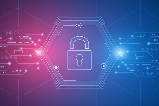 Cyber security technology concept , Shield With Keyhole icon on circuit board , personal data , vector