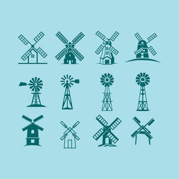 Windmill Logo Design Set vector