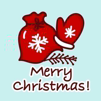 A Christmas card with a bag of gifts. The concept of Christmas and New Year. vector