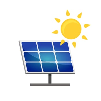 Clean alternative energy from renewable solar and wind sources. Solar panels. vector