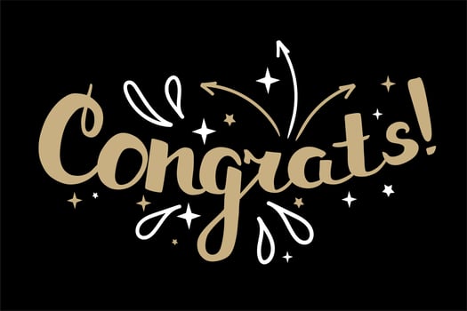 Congrats, congratulations postcard.  Stylish fashion postcard, festive banner. Vector illustration.