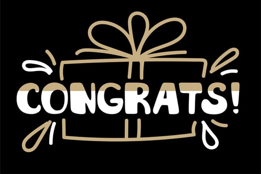 Congrats, congratulations postcard.  Stylish fashion postcard, festive banner. Vector illustration.