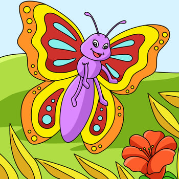 Butterfly Cartoon Colored Animal Illustration vector