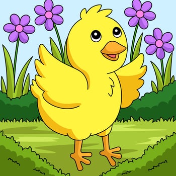 Chick Cartoon Colored Animal Illustration vector