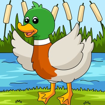 Duck Cartoon Colored Animal Illustration vector
