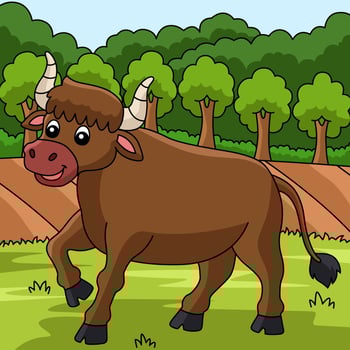 Ox Cartoon Colored Animal Illustration vector