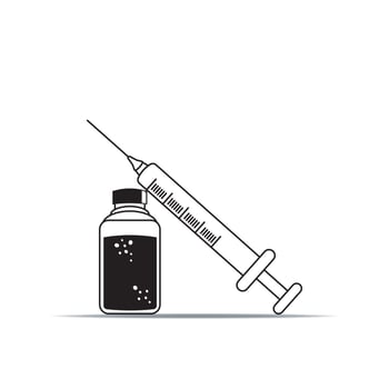 Inject vaccine drawing vector illustration