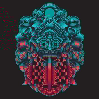 Barong mask balinese mask with neon color vector