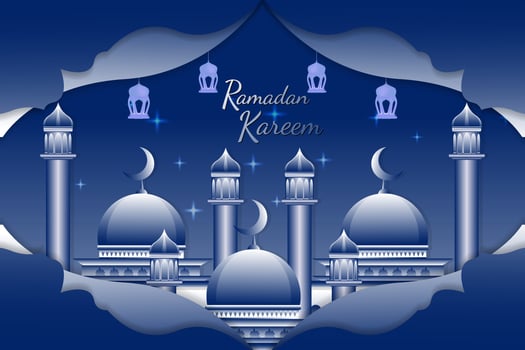 Ramadan Kareem stylish Islamic background with blue color vector