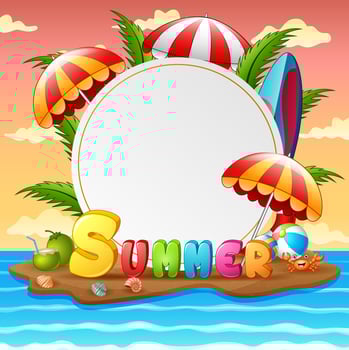 Border template with summer holidays composition on island vector