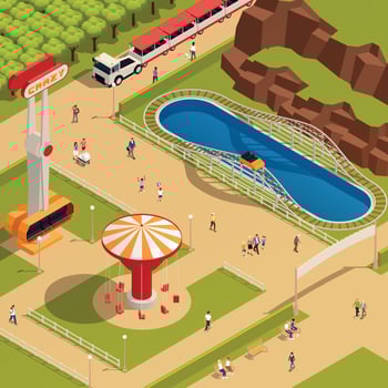 Amusement Park Isometric Composition vector