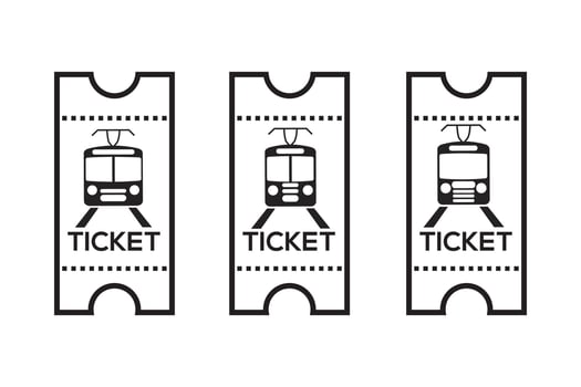 Train ticket icon, vector