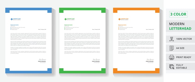 minimalist style company letterhead template vector